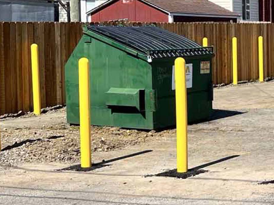 Chain link dumpster enclosures with bollards Columbus Ohio
